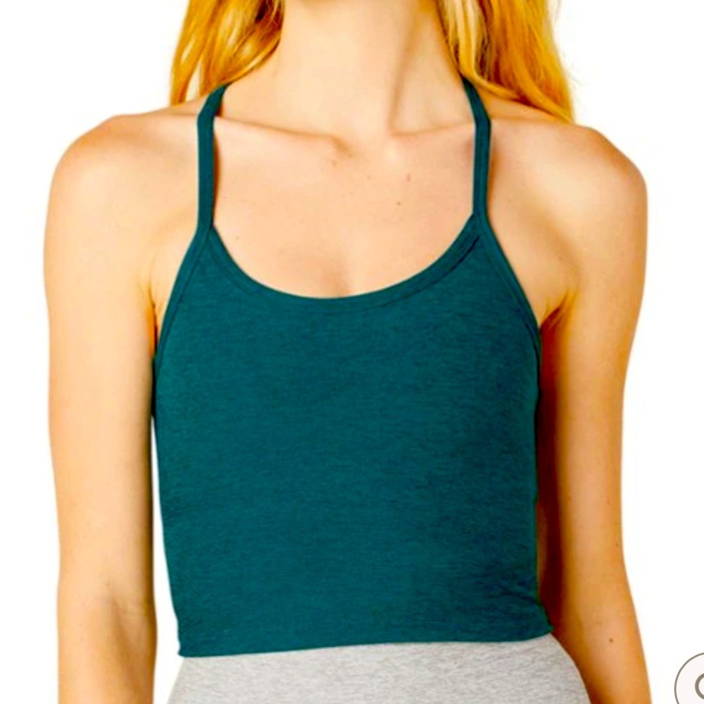 Beyond Yoga Spacedye Racerback Cropped Tank Top Deep Sea Heather